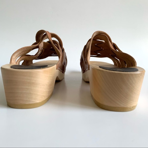 Swedish Hasbeens Britta Woven Leather upper Clog sandals - Picture 7 of 15